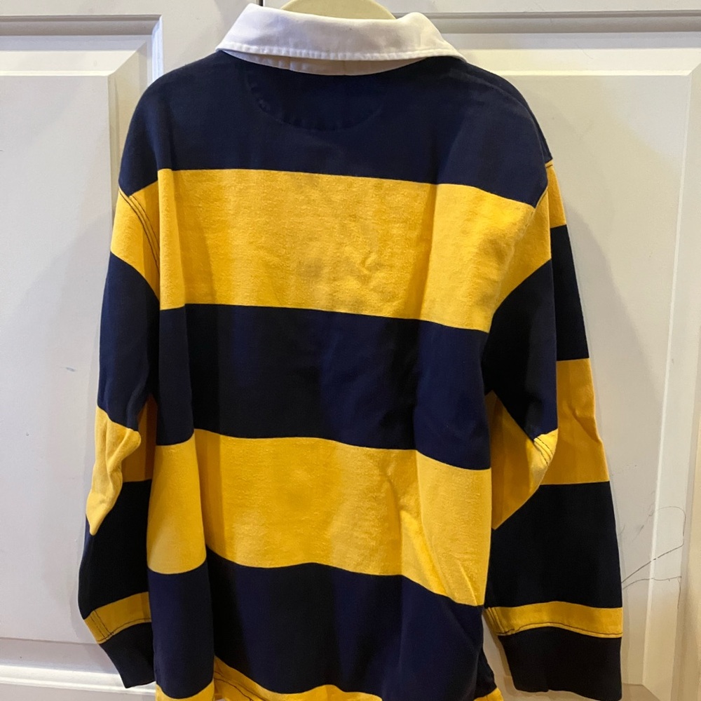 Polo by Ralph Lauren Navy and Yellow Striped Rugby Shirt - Picture 2 of 4